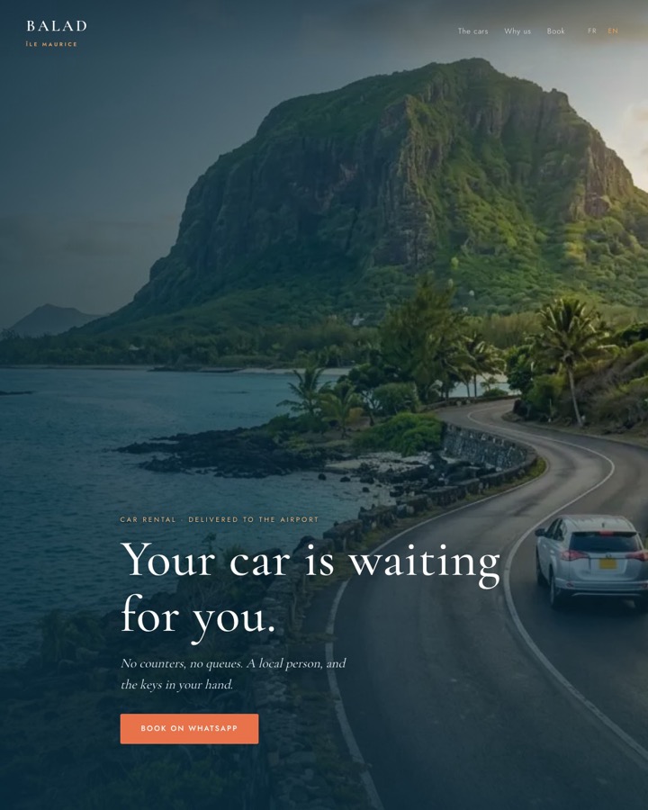 The Balad demo — beach-side car hire booked in three taps